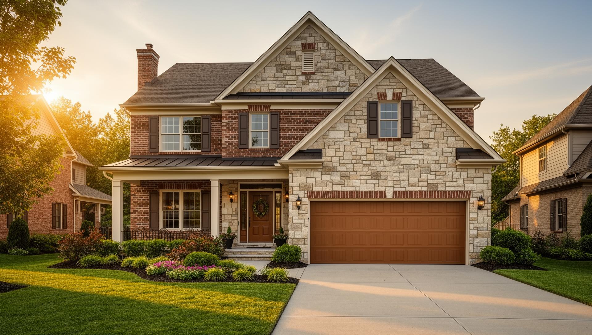 Beautiful home with modern garage door installation by Monroe Garage Doors